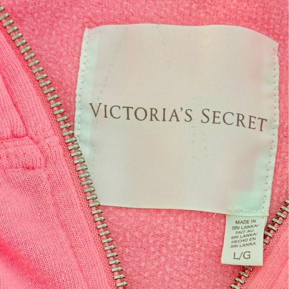 VICTORIA’S SECRET Embellished Angel Wings Pink Zip Up Hoodie Size L - Picture 7 of 8